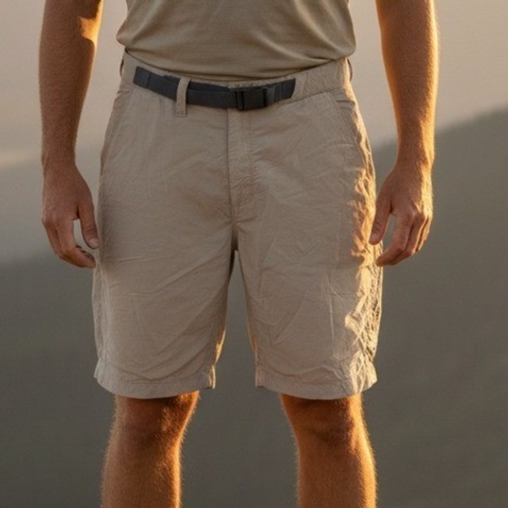 The North Face Mens Tan Hiking Shorts with Integrated Belt Khaki Outdoor Trail